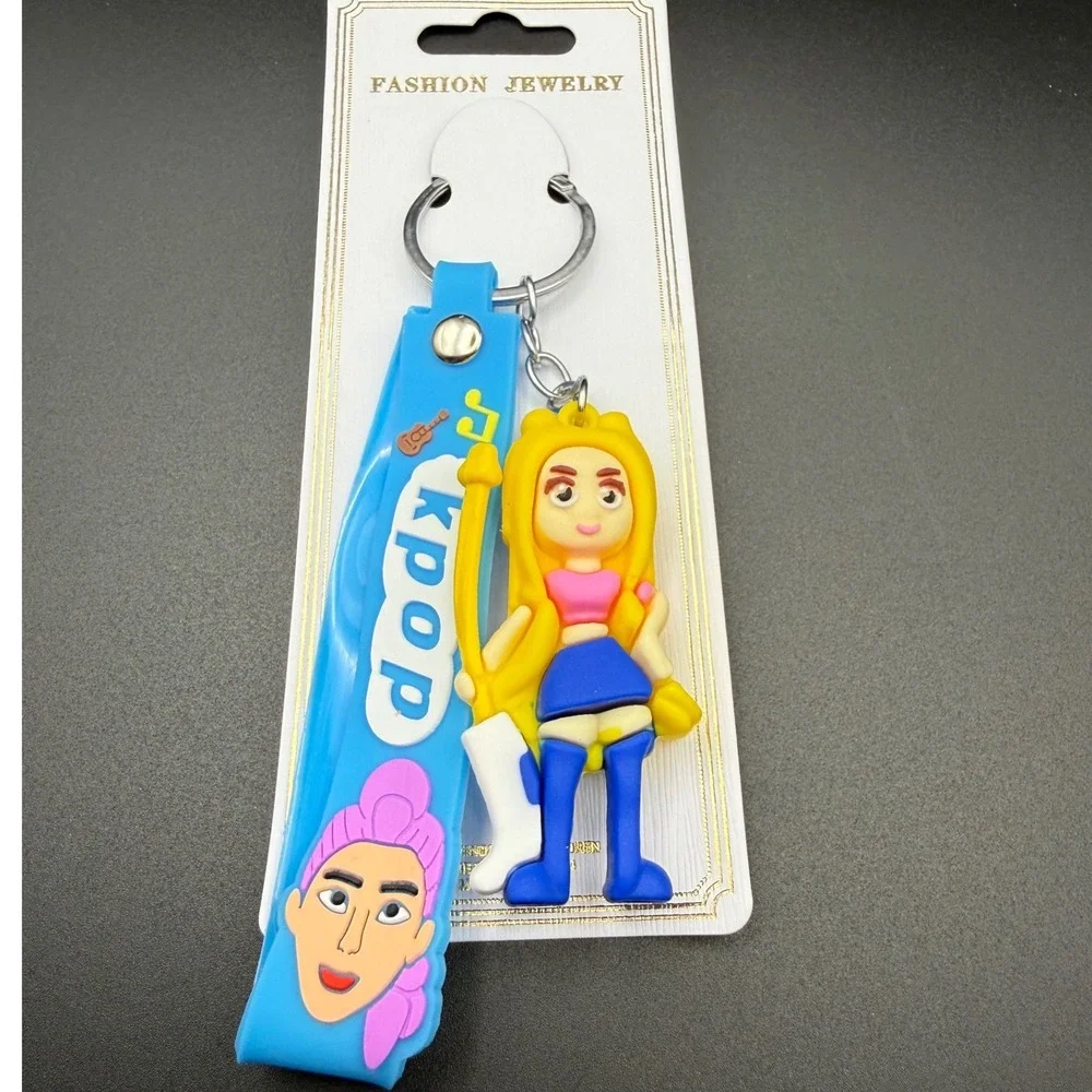 Pop Doll Keychain Blue Strap Cartoon Character Anime
